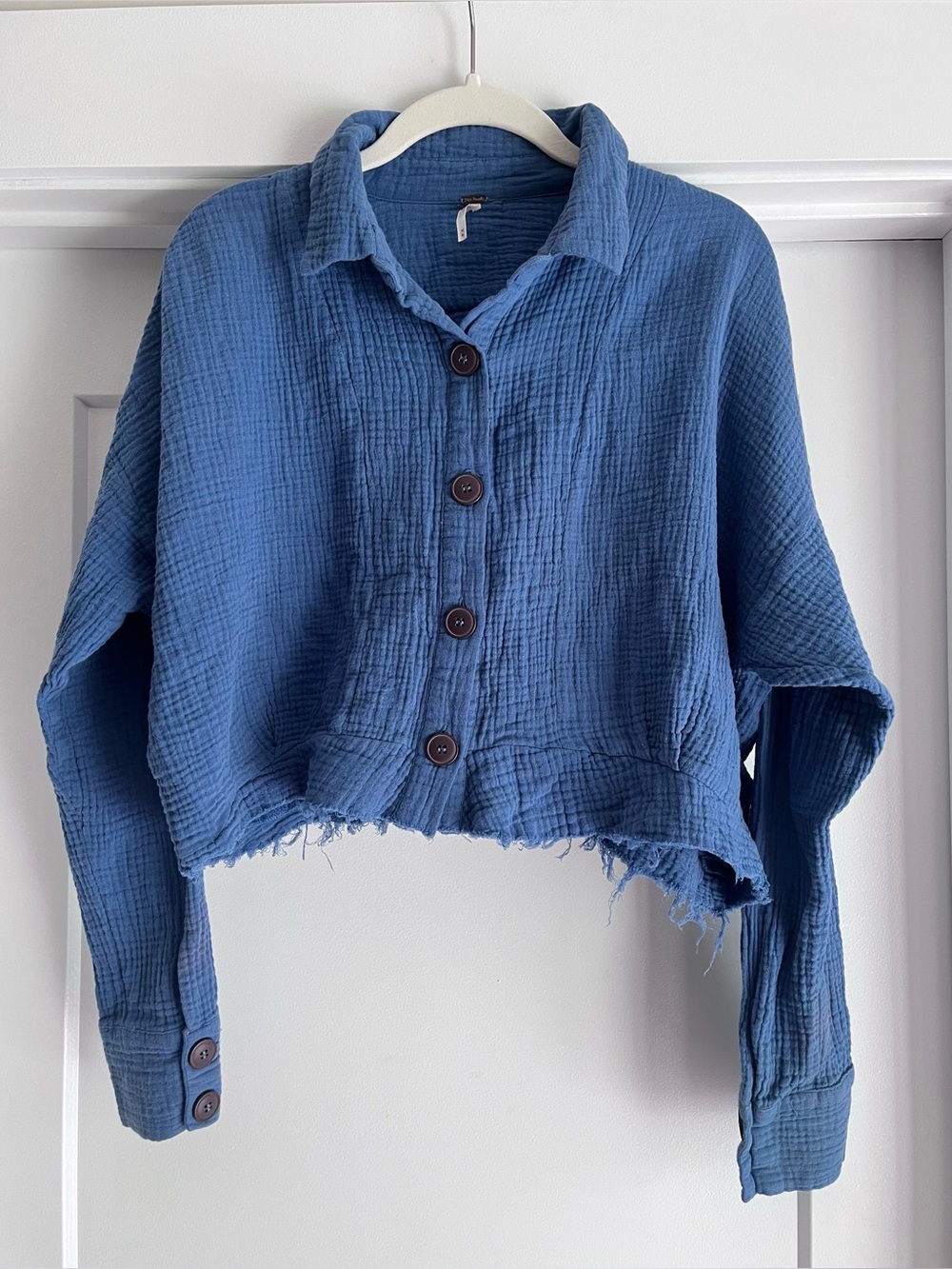 Free People Blue cotton gauze button down Medium
